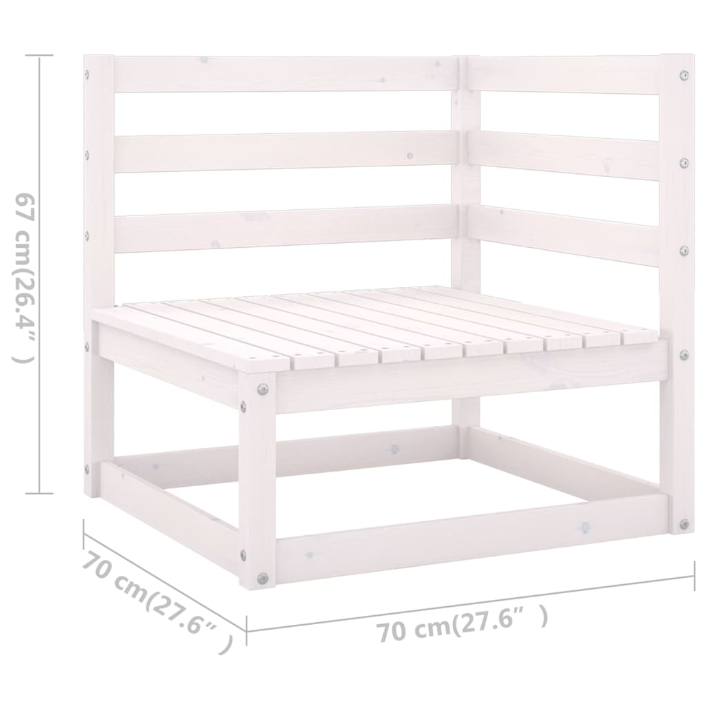 9-tlg. Garten-Lounge-Set mit Kissen Weiss Kiefer Massivholz